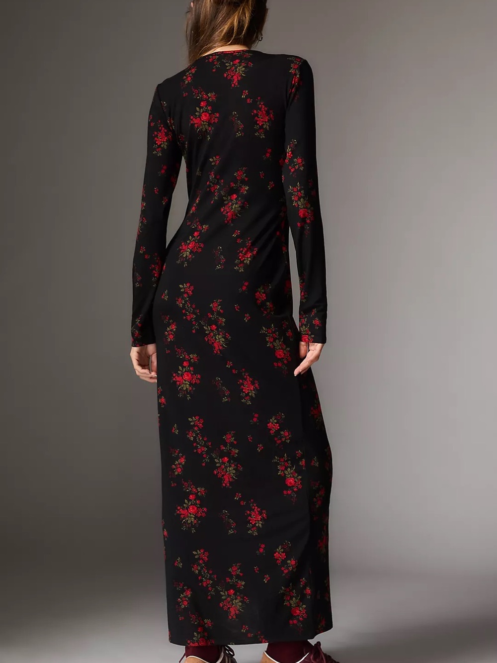 Reformation Black Maxi Dress with Red Floral Print - Picture 2 of 11